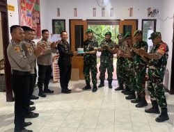 Momen Hut Bhayangkara ke 78, Polsek Ratatotok Terima Kunjungan Personil Koramil Belang